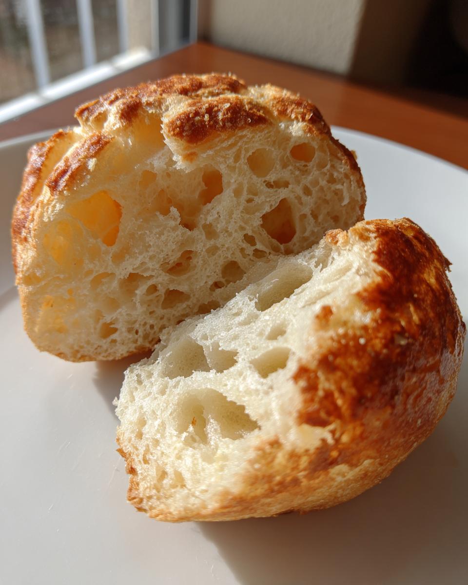 Close-up interior view showing the open, airy crumb structure of a sourdough english muffin.