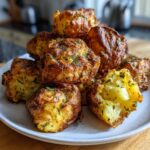 A pile of golden brown, crispy oven roasted potatoes topped with fresh parsley on a light plate.